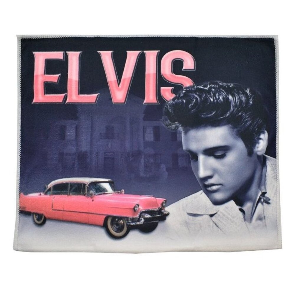 New Elvis Presley Pink Cadillac 24" Kitchen Dish Towel The King Guitar Photo NIP